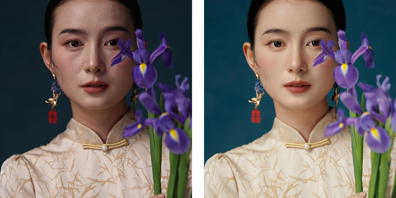 精修对比｜旗袍礼服